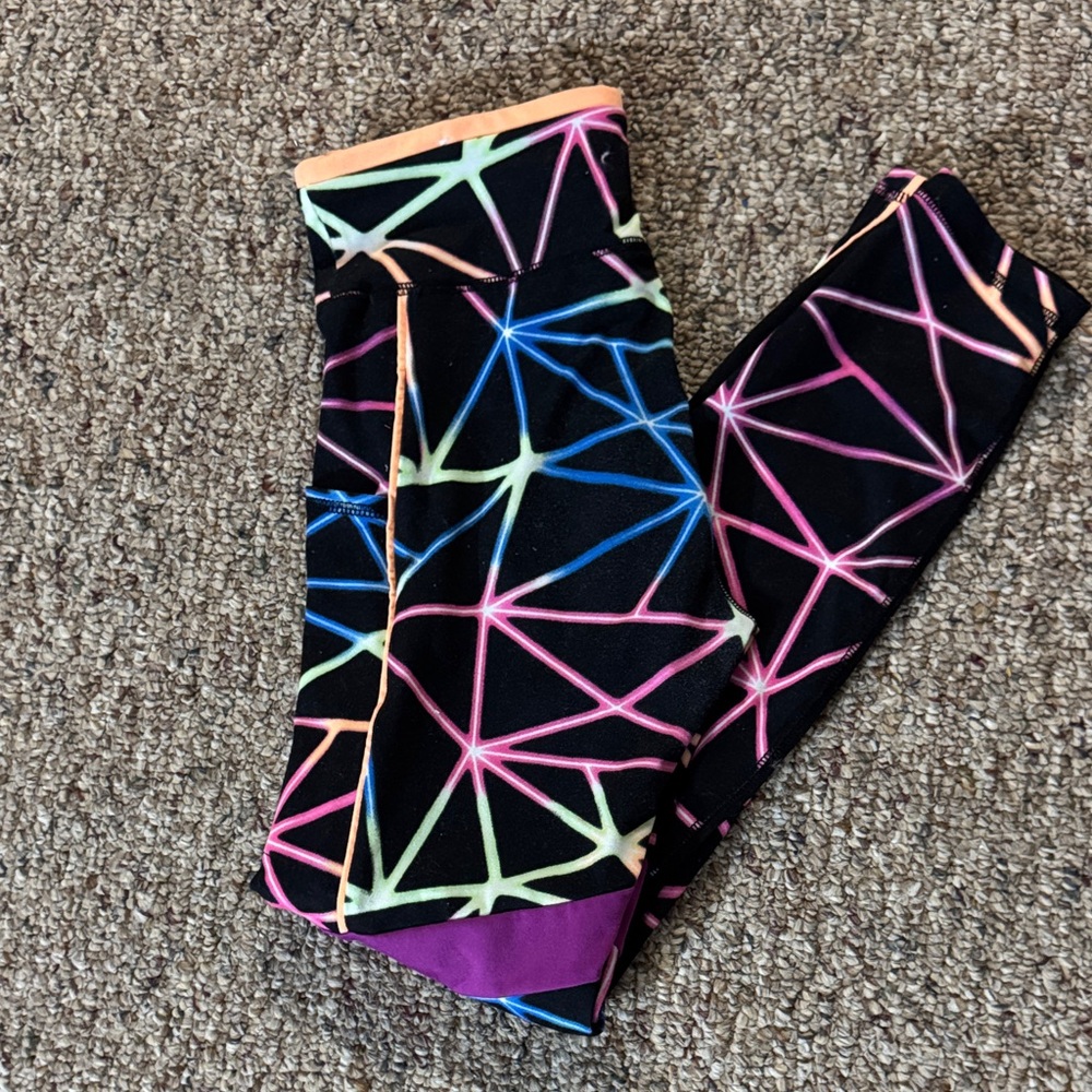 Justice Black and Multicolor Geometric Leggings